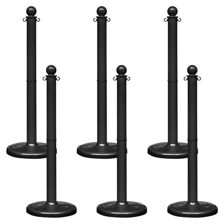 Mr. Chain Black Medium Duty Stowable Stanchion, 6PK 93703-6